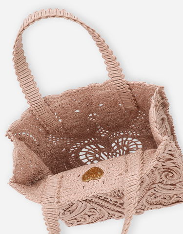 Mulepose Dolce & Gabbana Dolce & Gabbana Small Cordonetto Lace Tote Bag Lyserød | BB6926AW71780098, 3