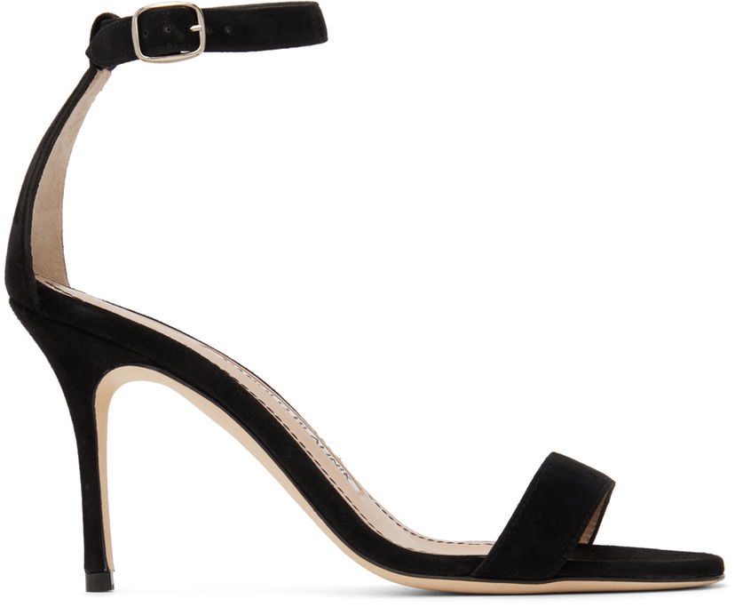 Tøj Manolo Blahnik Manolo Blahnik Chaos Suede Heeled Sandals Sort | 9XX-0740