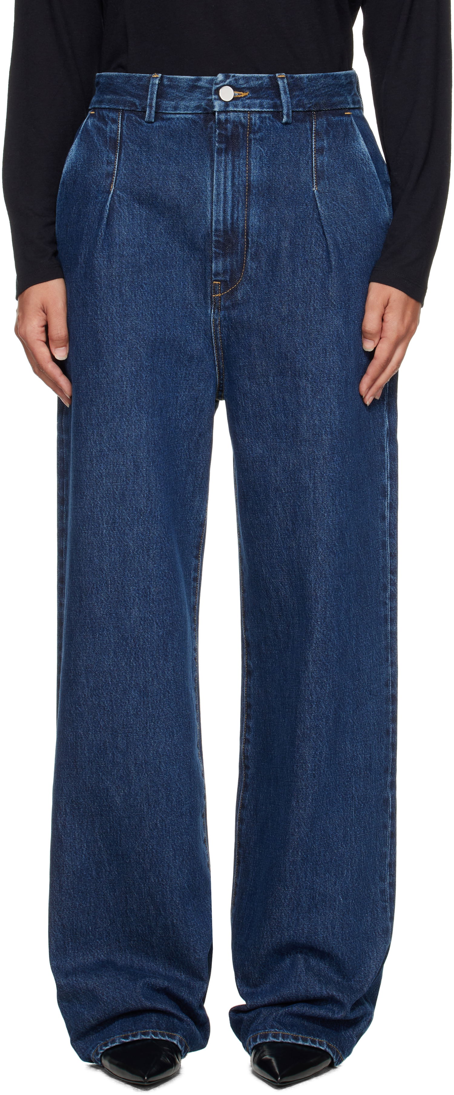 Jeans Loulou de Saison Loulou de Saison Attu Pleated Jeans Blå | ATTU LDS, 0