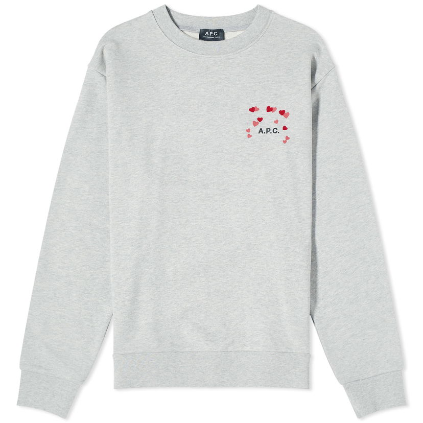 Sweater A.P.C. alentines Logo Crewneck Grå | COEIP-M27895-PLA