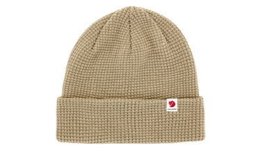 Beanie FJÄLLRÄVEN Ribbed Knitted Beanie with Logo Tab, One Size Beige | F84767-118, 3