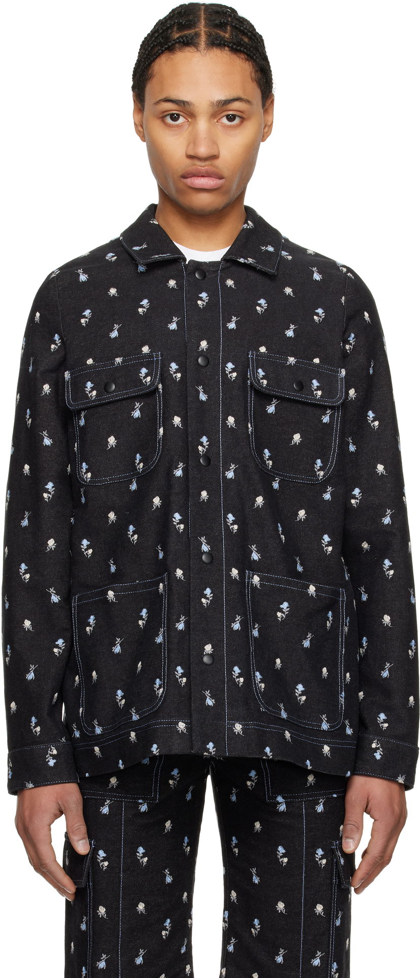 Skjorte Anna Sui Anna Sui Embroidered Roses Barn Jacket Sort | M1025K33