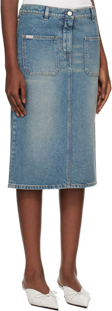 Nederdel Courrèges Faded Denim Midi Skirt Blå | 324DJU183DE0033, 1