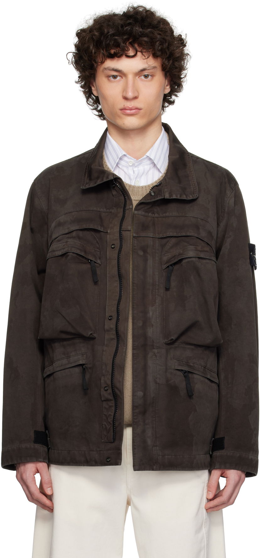 Parka Stone Island Stone Island Laser Camo 3L Raso Gommato Jacket Brun | K1S15 4100022 S0078