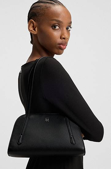 Skuldertaske BOSS Grained faux-leather shoulder bag with stacked-logo hardware Sort | 50552482, 1