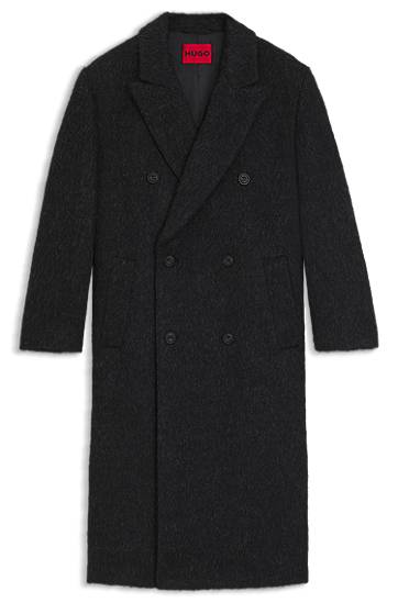 Frakker BOSS Double-breasted relaxed-fit coat with wool and alpaca Sort | 50549270, 0
