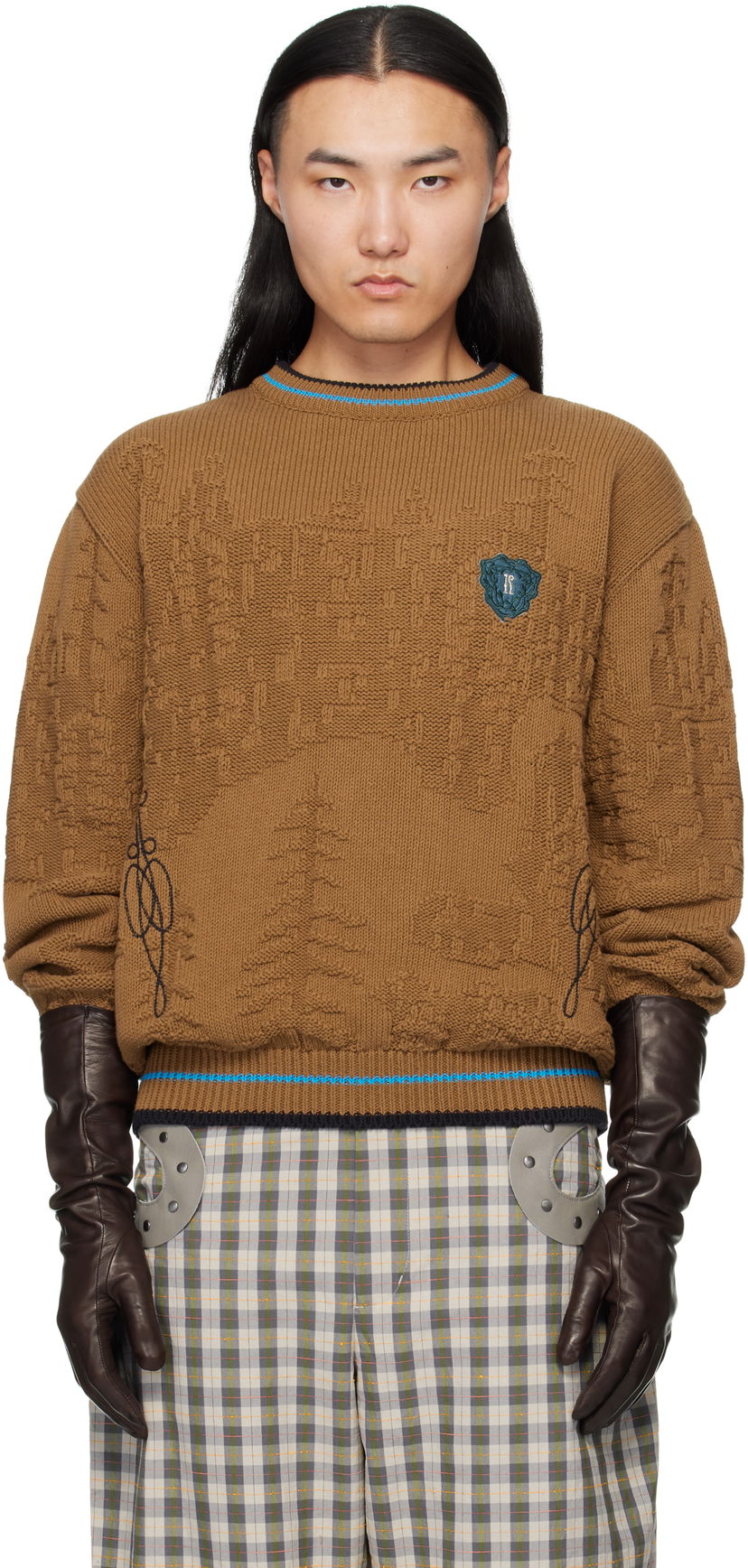 Sweater KIKO KOSTADINOV Fitz Textured Knit Crewneck Sweater Brun | KKAW25KN03-95