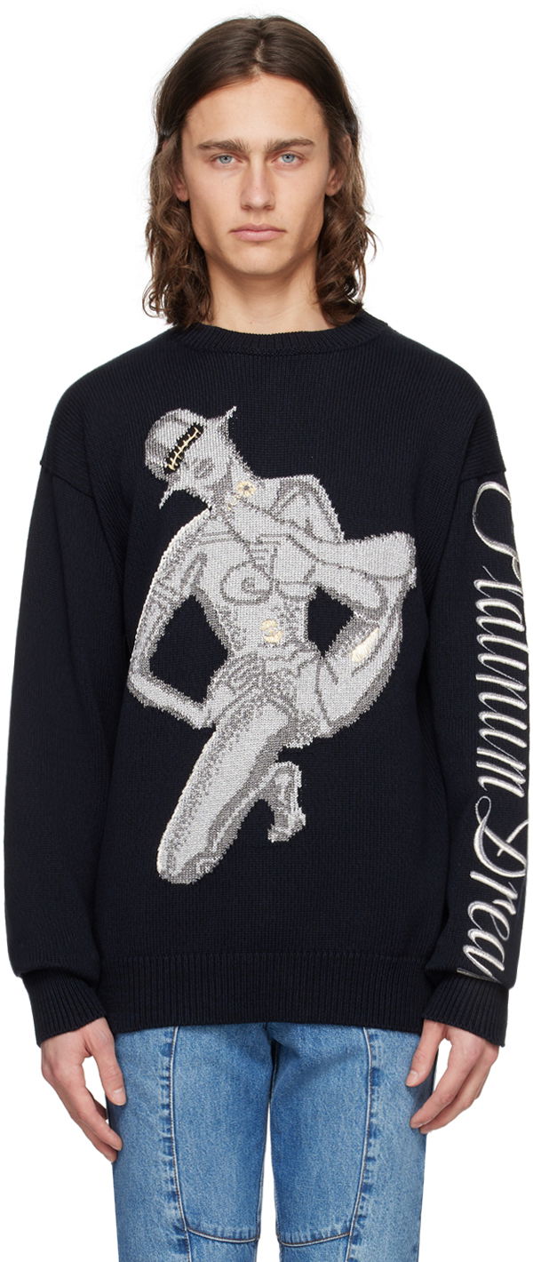Sweater Stella McCartney Stella McCartney Embroidered Figure Sweater Mørkeblå | 6K07453S2477