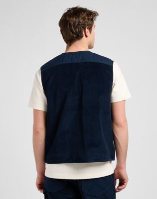 Vest Lee Workwear Regular Mixed Media Vest Rivet Mørkeblå | 112371272, 0
