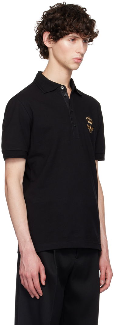 Polo skjorte Dolce & Gabbana Black Embroidered Polo Sort | G8LZ1ZG7WUR, 1