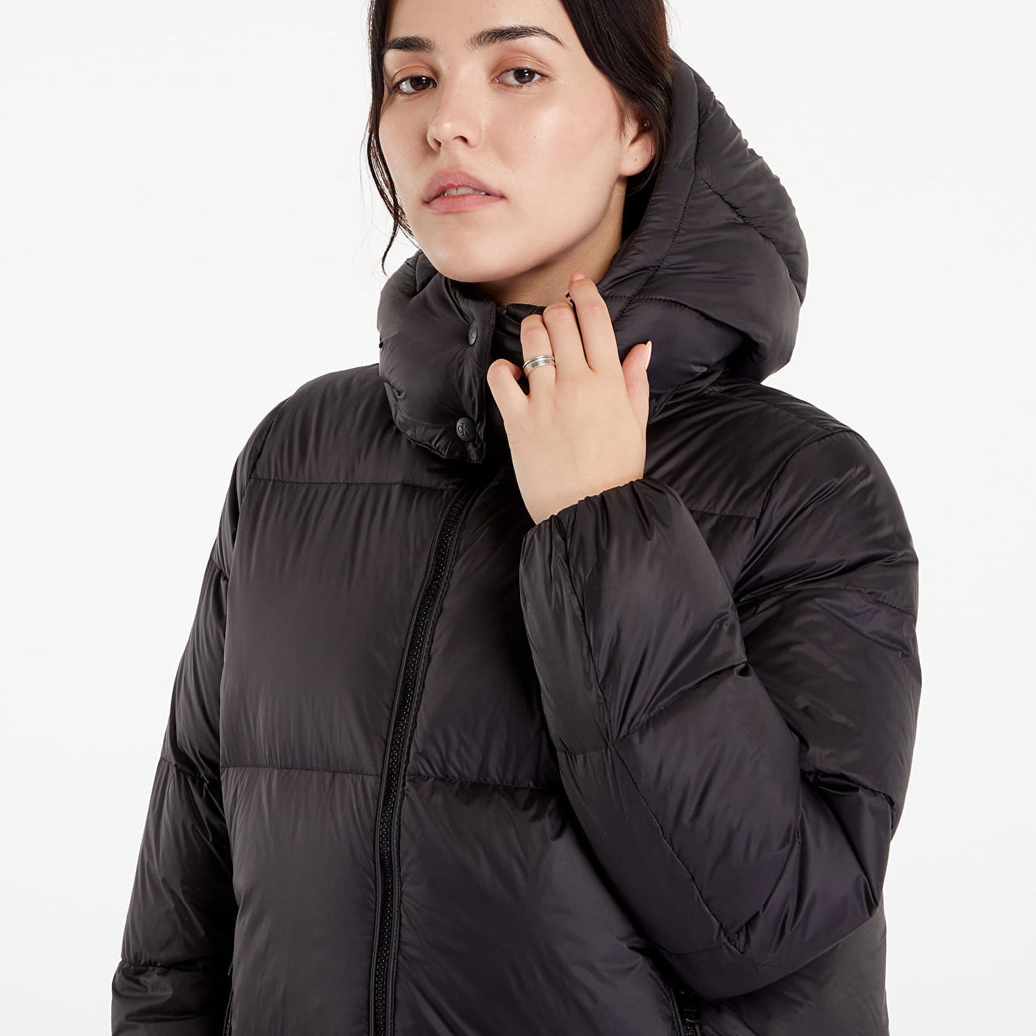 Puffer jakke CALVIN KLEIN Down Long Puffer Jacket Black Sort | J20J224109 BEH, 1