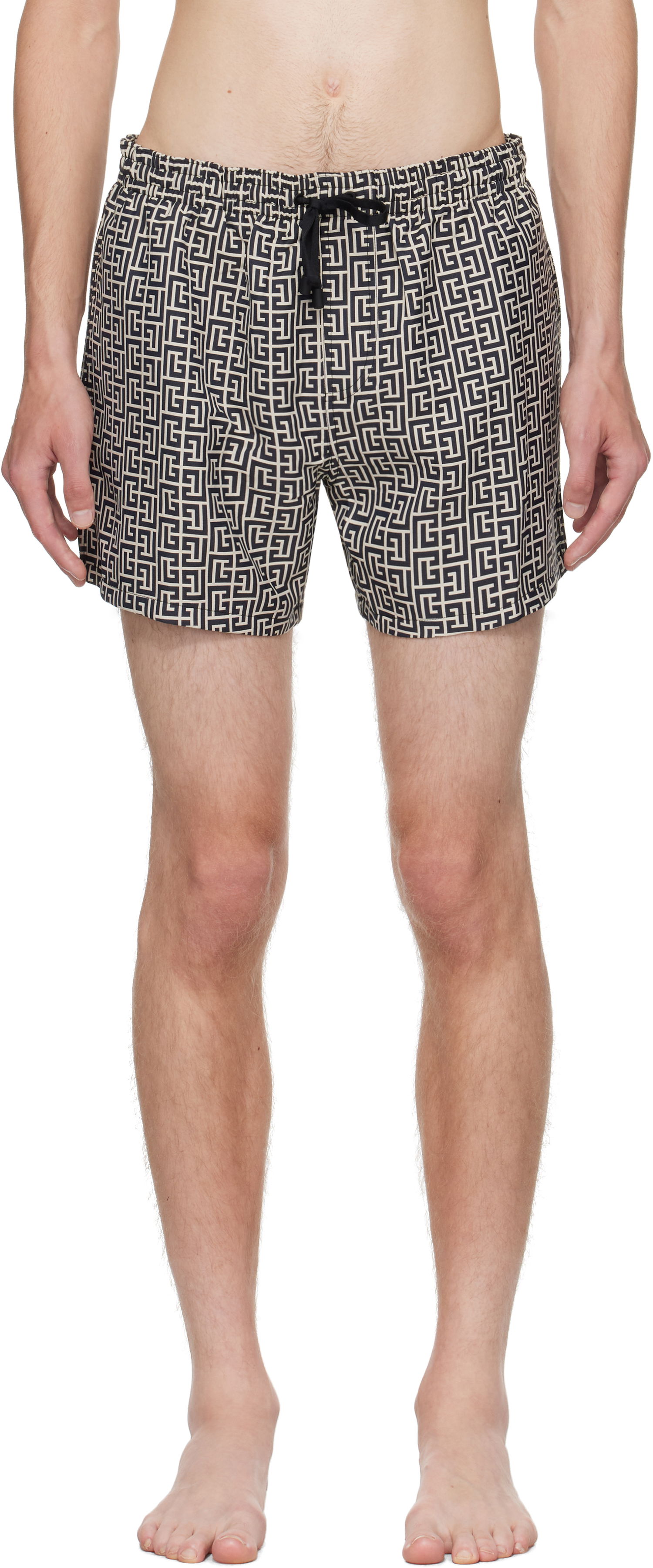 Badetøj Balmain Balmain Monogram Swim Shorts Beige | BWB671500, 0