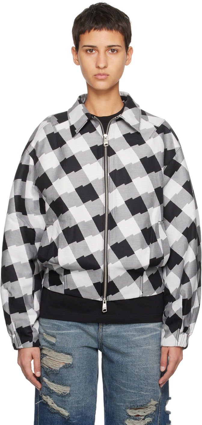 Bomberjakke ADER ERROR Check Print Zip-Up Jacket Sort | BMADFWJK1001WH, 0