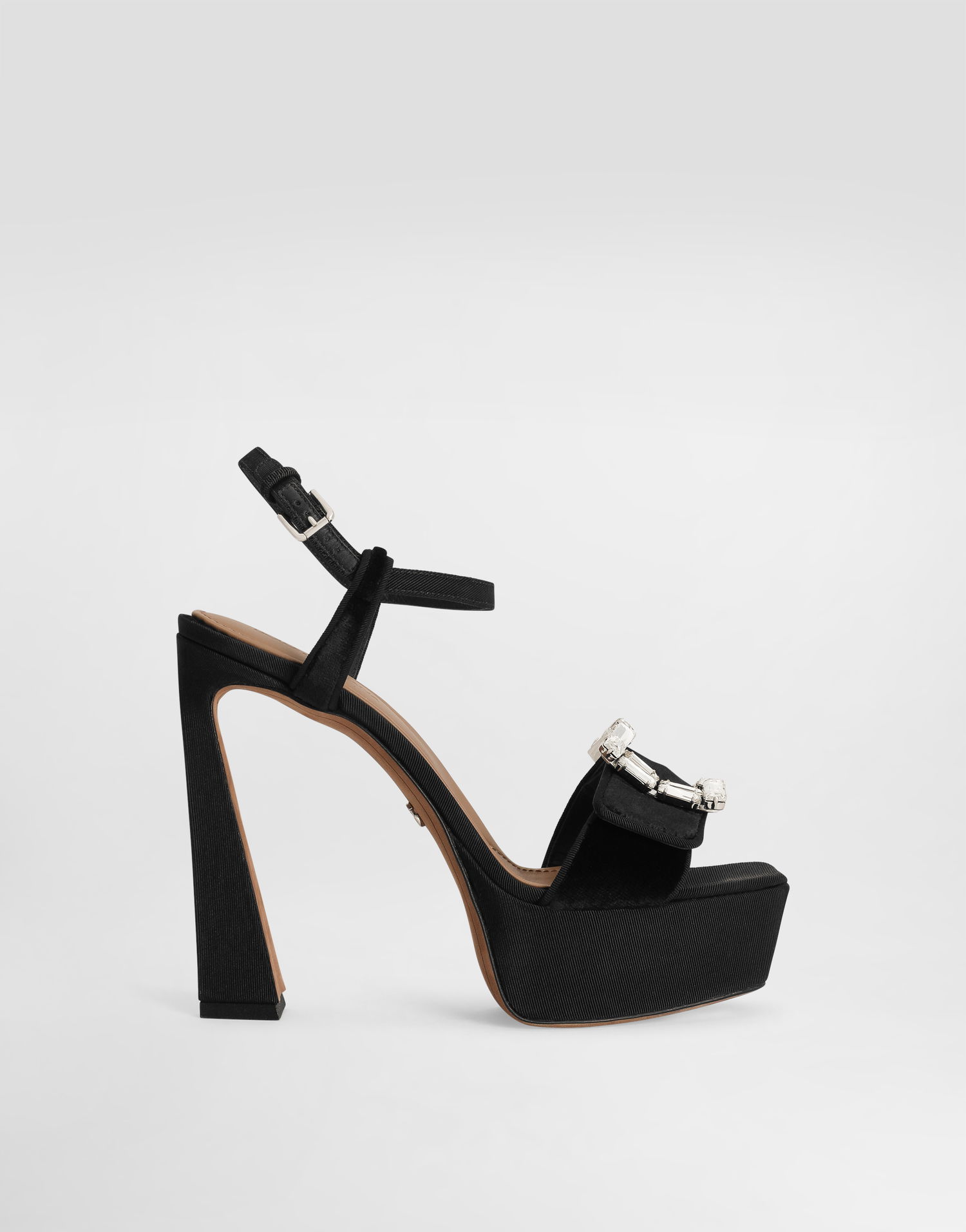 Tilbehør Dolce & Gabbana Dolce & Gabbana Velvet Platform Sandals With Jeweled Buckle Sort | CR1836A9S2080999, 0