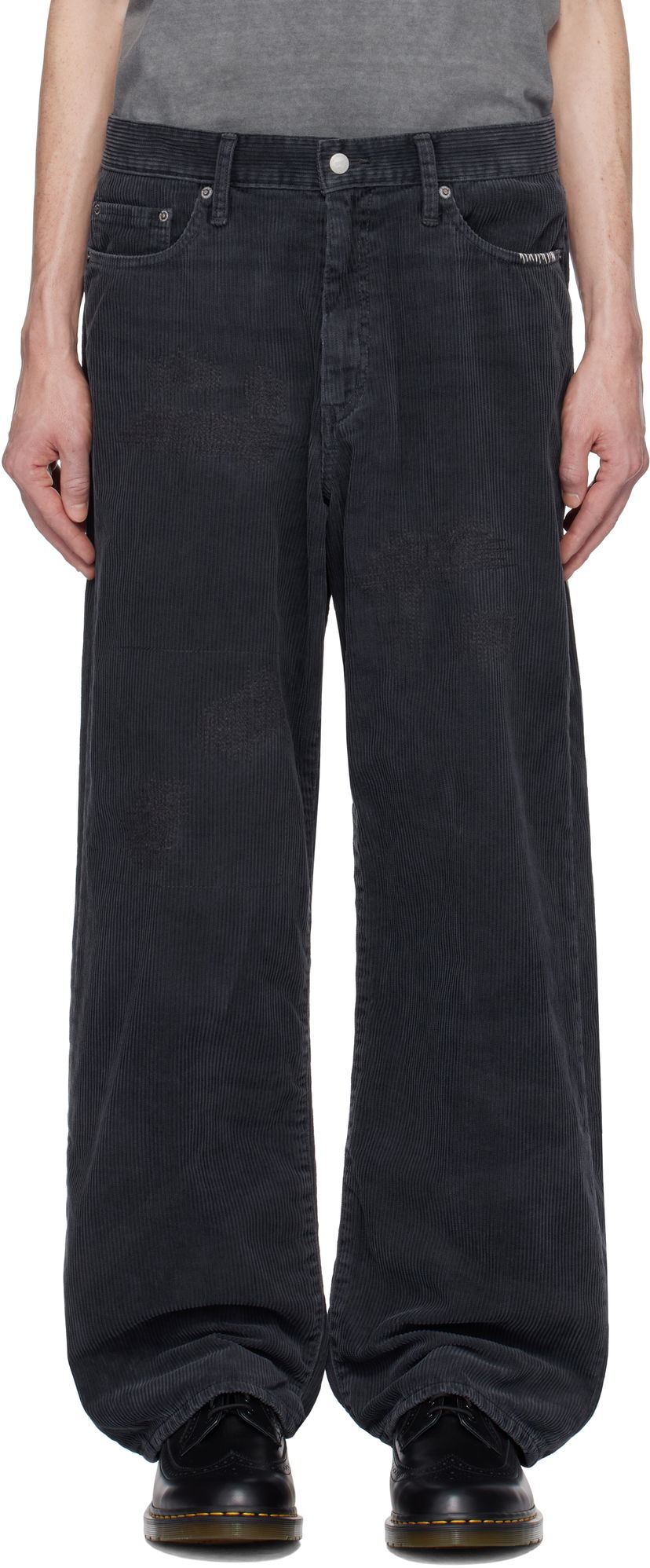 Jeans Neighborhood Savage Corduroy Wide Trousers Sort | 242XBNH-PTM10