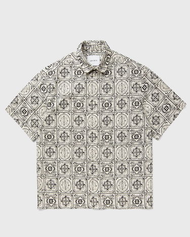 Skjorte Les Deux Larry AOE Tile Short Sleeve Shirt Beige | 1000111-215, 0