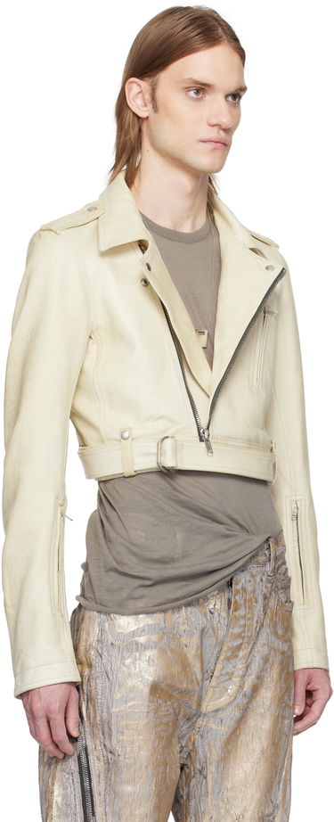 Jakke Rick Owens Rick Owens Hollywood Cropped Stooges Leather Jacket Hvid | RR01E5707 LBH, 1