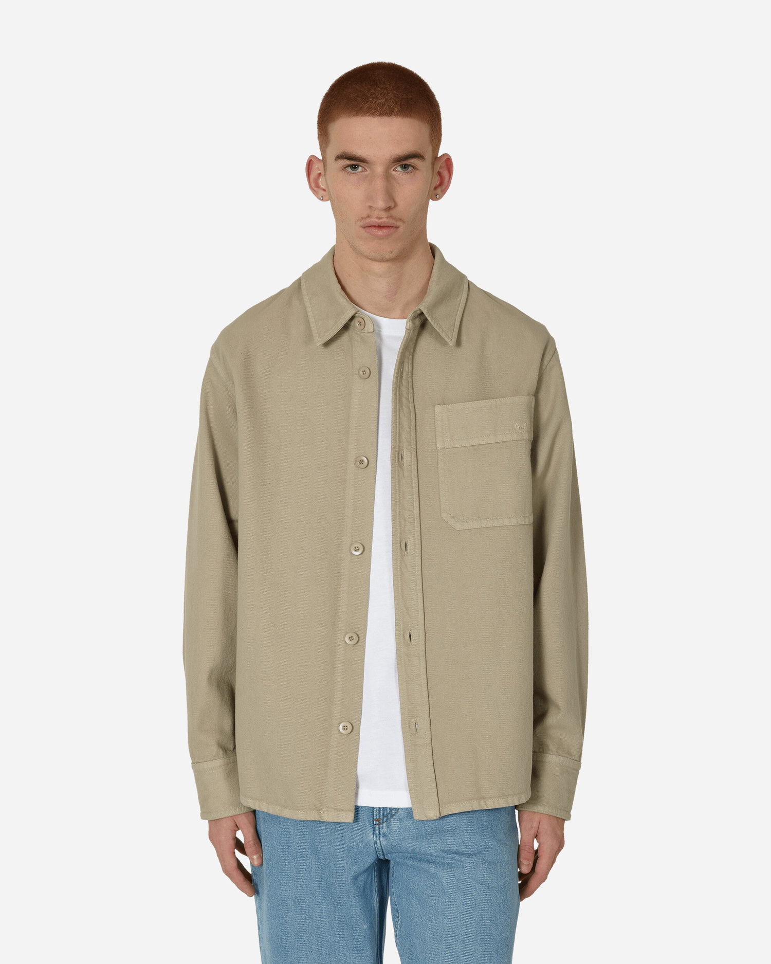 Skjorte A.P.C. Basile Brodée Poitrine Overshirt Beige | COFCN-H02918 BAE, 0