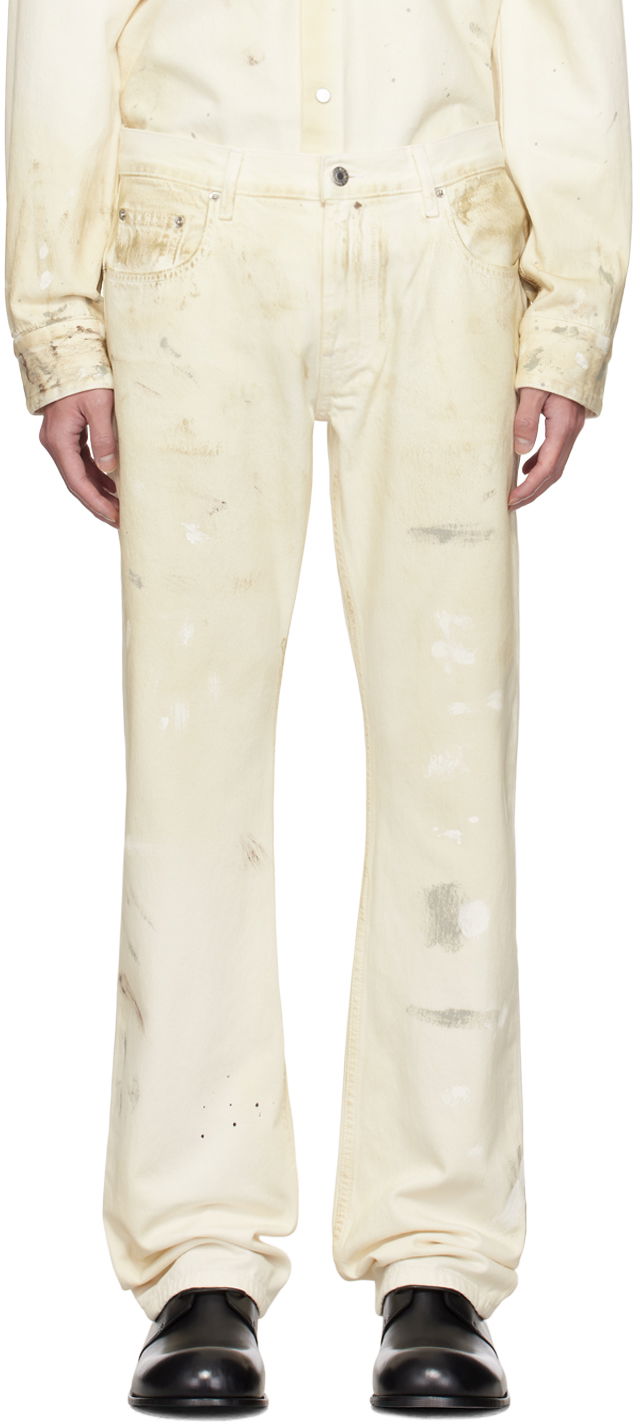 Jeans Helmut Lang Helmut Lang Low-Rise Painted Jeans Beige | O05DM201