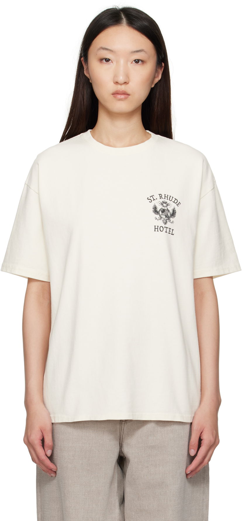 T-shirt Rhude Rhude 'St. Rhude' Seal Graphic T-Shirt Hvid | RHPF25TT01012