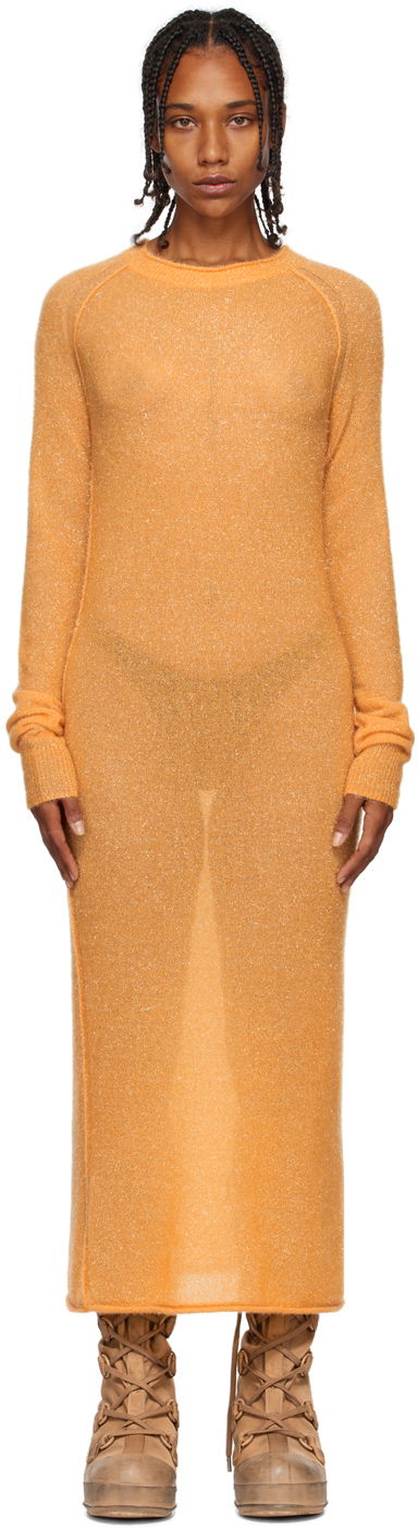 Kjole Acne Studios Metallic Thread Maxi Dress Orange | A20438-, 0