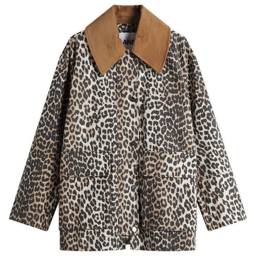 Frakker GANNI Ganni Leopard Print Canvas Midi Jacket Brun | W0391-859