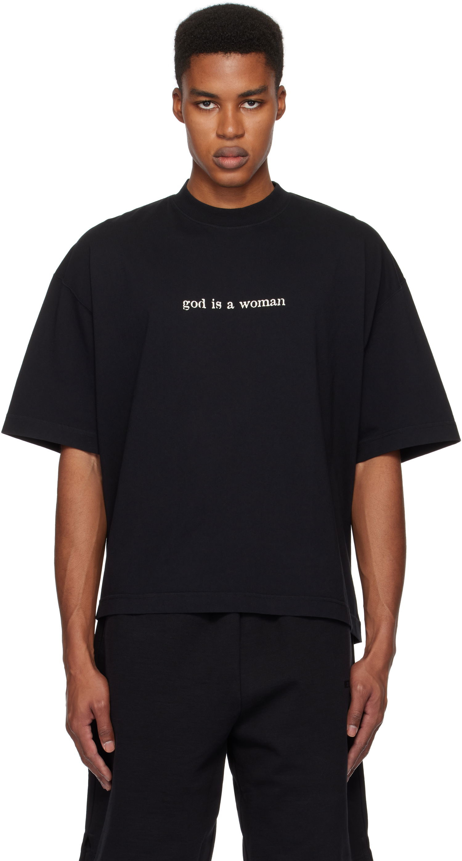 T-shirt VETEMENTS 'God Is A Woman' Cropped Boxy T-Shirt Sort | UA66TR725B, 0
