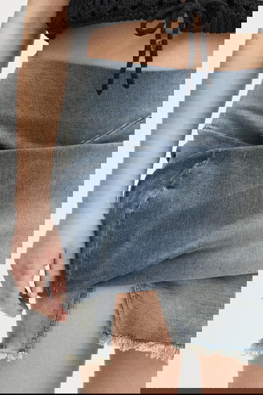 Nederdel Rick Owens Rick Owens DRKSHDW Draped Mini Denim Skirt Blå | DS01E3343.SDWB, 3