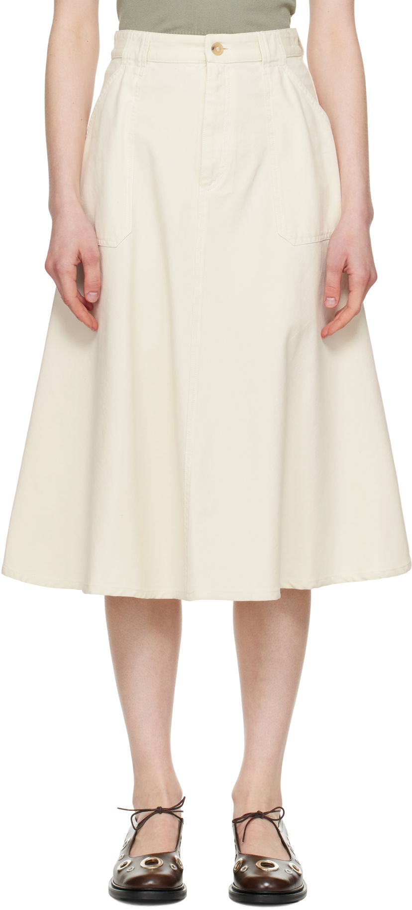 Nederdel A.P.C. A.P.C. Laurie Midi Skirt Beige | COGBJ-F06410