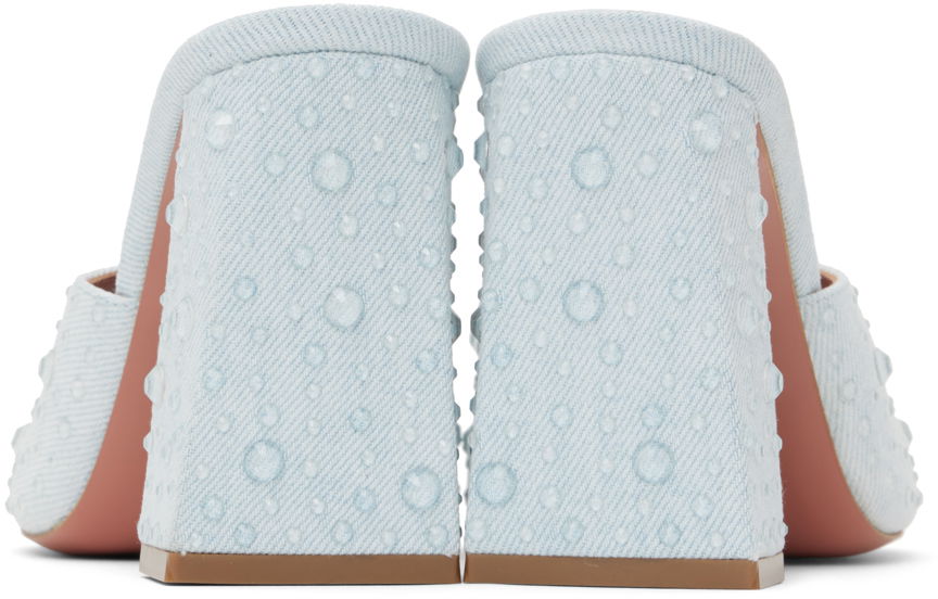 Tilbehør Amina Muaddi Amina Muaddi Brigitte Crystal Heeled Sandals Blå | BRIGITTE CRYSTAL SLIPPER BLOCK, 1