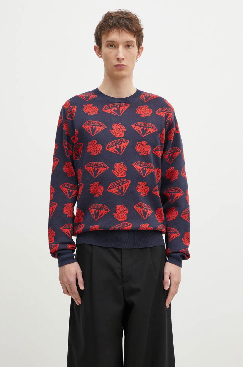 Sweater BILLIONAIRE BOYS CLUB Diamonds & Dollars Knitted Jumper Blå | B24223