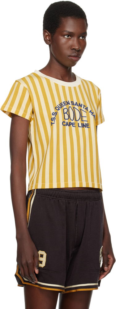Crop top Bode Bode Striped Cropped T-Shirt Gul | WRS25CS023, 1