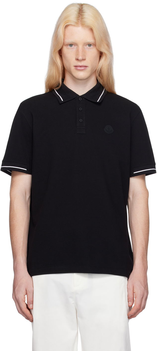 Polo skjorte Moncler Patch Polo Sort | J10918A0000189A16, 0