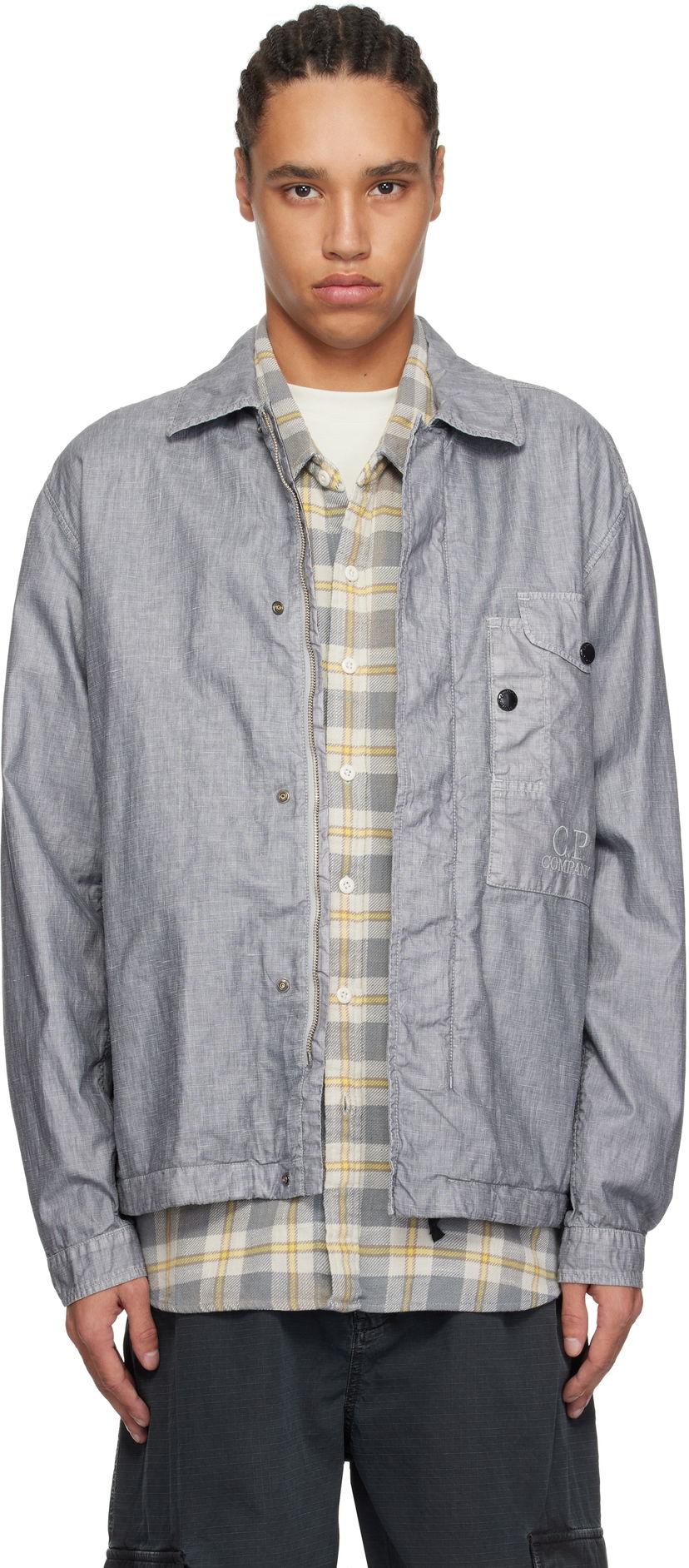 Vindjakke C.P. Company C.P. Company Lino Wax Overshirt Grå | 18CMOS203A-006284G