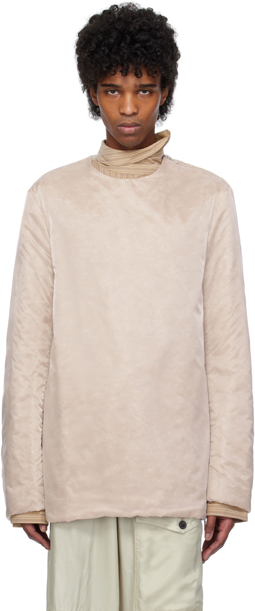 Sweater Dries Van Noten Dries Van Noten Organza Long Sleeve Top Beige | 251-020746-1256