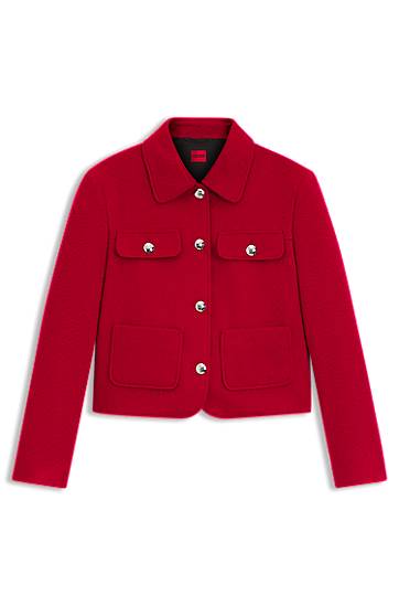 Jakke BOSS Regular-fit cropped jacket with metallic buttons Rød | 50547602, 0