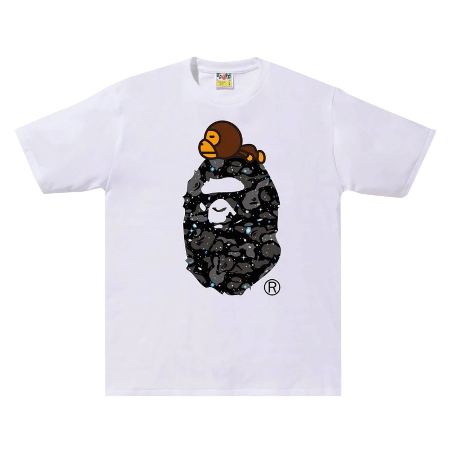 T-shirt BAPE Space Camo Milo On Big Ape Tee Hvid | 2F30 110 008 WHITE, 1