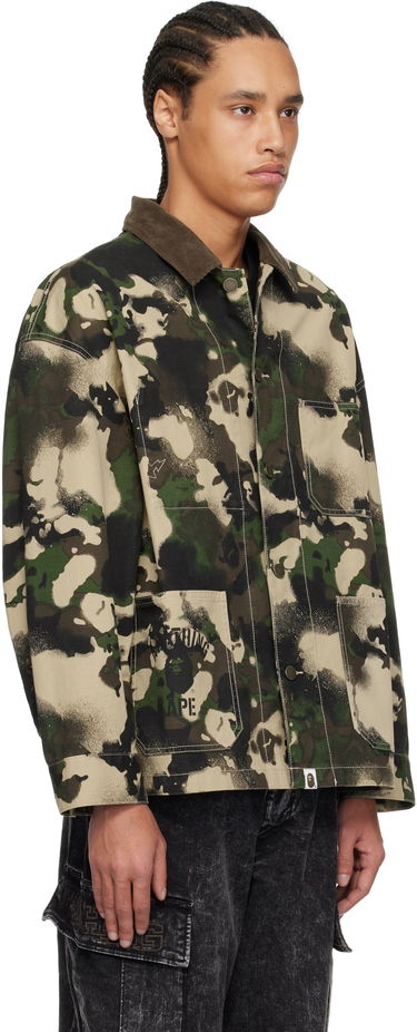 Jakke BAPE A Bathing Ape Map Camo Work Jacket Grøn | 001LJL301001M, 1