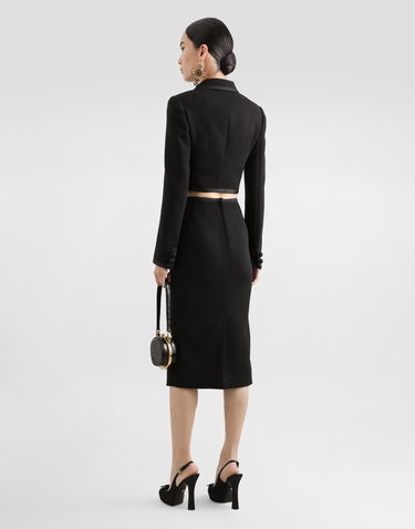 Jakke Dolce & Gabbana Dolce & Gabbana Short Double-breasted Wool Crepe Jacket Sort | F27EHTFUBD2N0000, 2