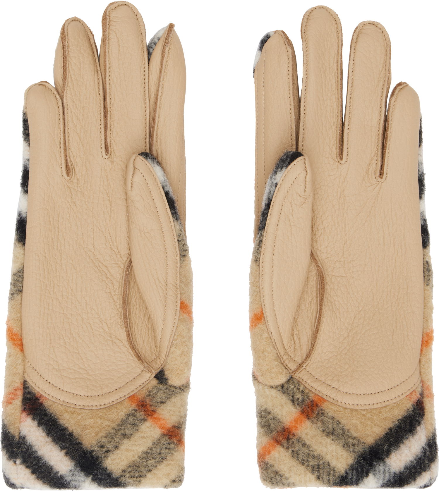 Handsker Burberry Wool Gloves With Check Pattern Beige | 8097265, 1