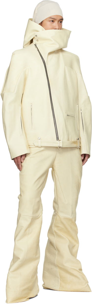 Jakke Rick Owens Rick Owens Hollywood Hooded Stooges Leather Jacket Hvid | RR01E5704 LBH, 4
