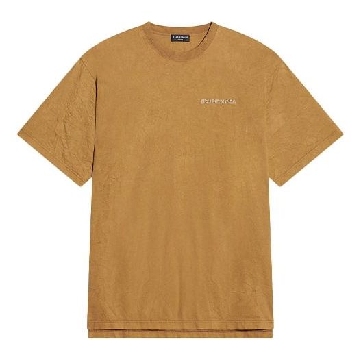 T-shirt Balenciaga Logo Medium Fit T-Shirt Brun | 612966TLVB39504, 0