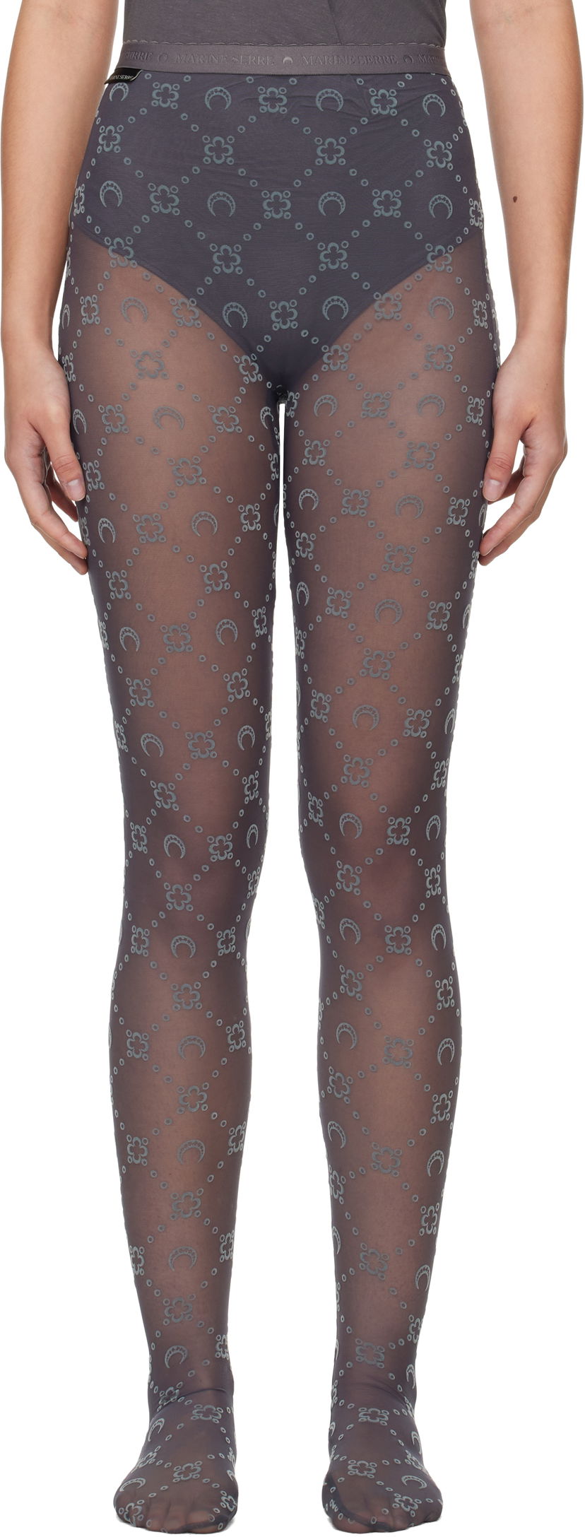 Sokker Marine Serre Recycled Mesh Flock Tights Grå | WUW034A CJER0005