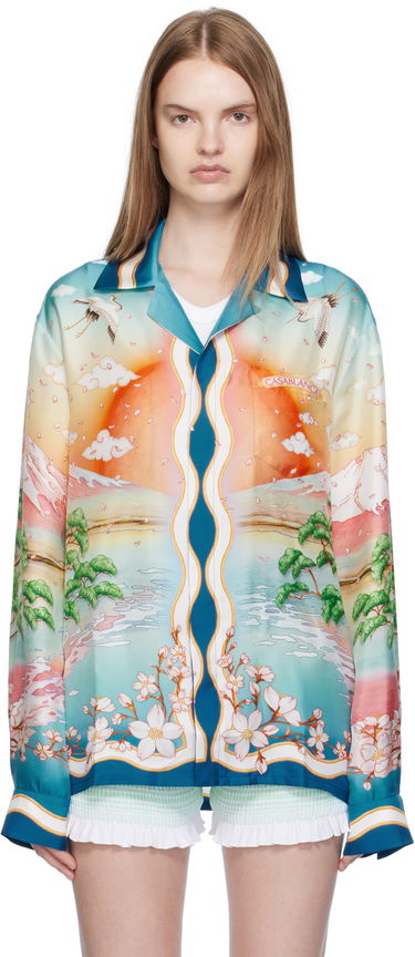Skjorte Casablanca Casablanca 'Tennis Club' Print Silk Long Sleeve Shirt Flerfarvet | U-WPF25-SH-006-01, 0