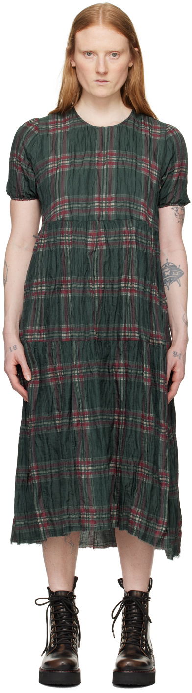 Kjole R13 R13 Check Midi Dress Grøn | R13WR028-R368B