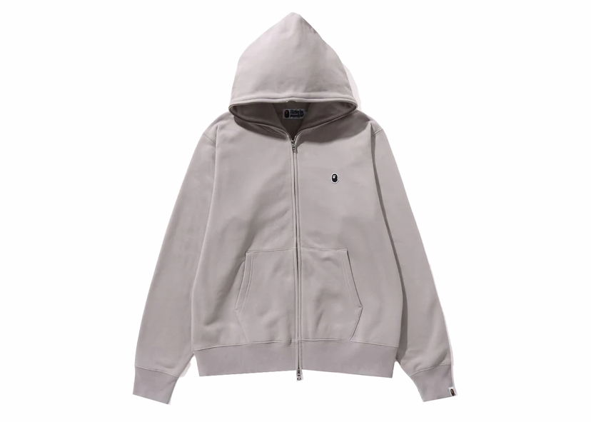 Sweatshirt BAPE BAPE Ape Head One Point Full Zip Hoodie Gray Grå | 1J80-115-006
