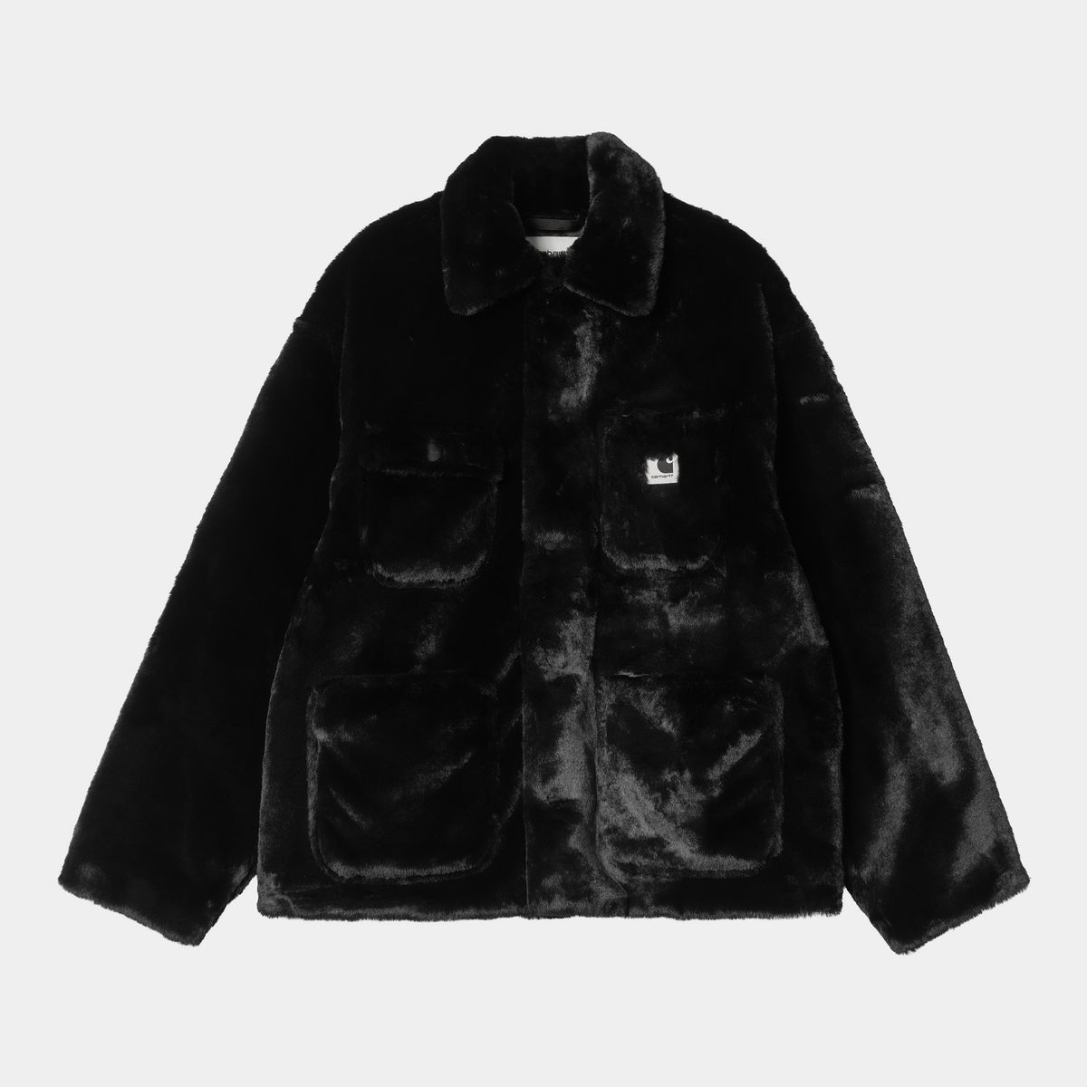 Frakker Carhartt WIP Olney Michigan Faux Fur Collared Four-Pocket Coat XS Sort | I035320_4, 0