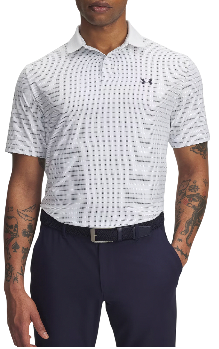 Polo skjorte Under Armour Drive Chill Printed Polo Hvid | 1389597-102