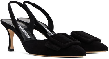 Tilbehør Manolo Blahnik Manolo Blahnik Maysli Slingback Suede Pumps Sort | 219-0182, 3
