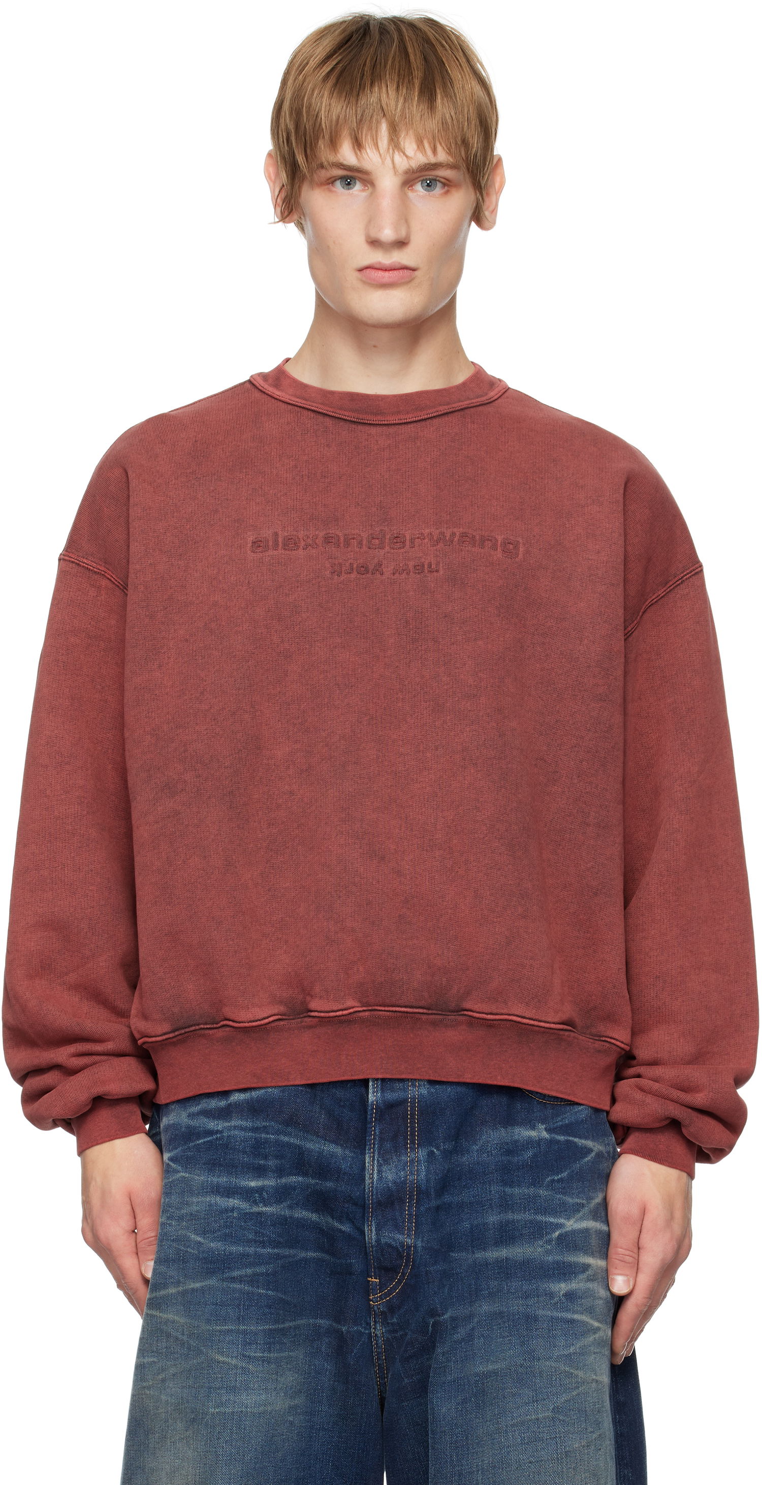Sweatshirt Alexander Wang Embossed Logo Cotton Sweatshirt Rød | UCC4241740, 0